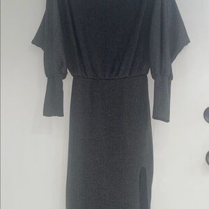 Lulu's Gray Dolman Sleeve Cowl Neck Dress